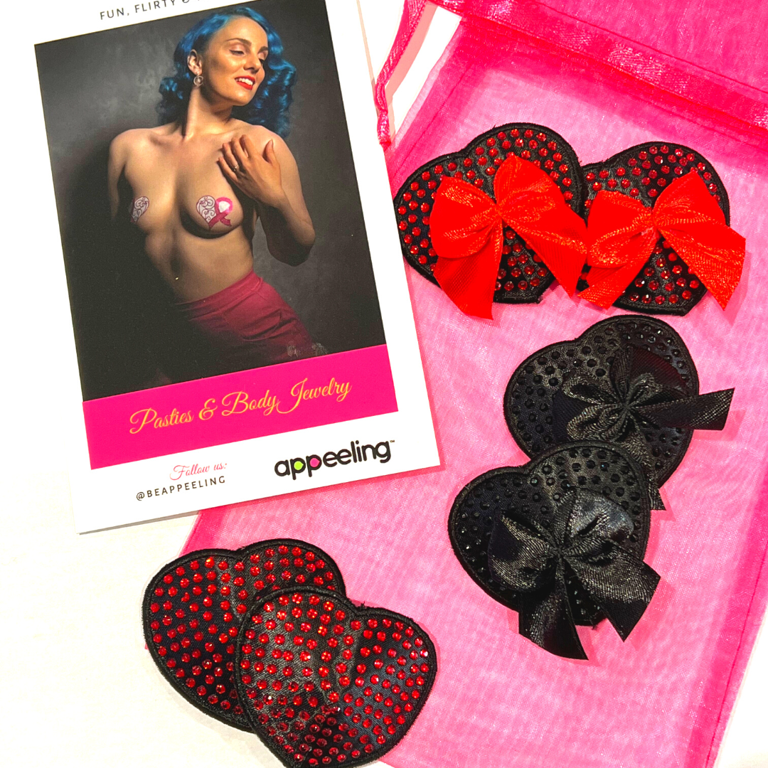 PAQUETE DE AMOR 3 pares de empanadas de pezón de corazón de cristal reutilizables, cubiertas (6 piezas) para raves y festivales de lencería burlesca Raves - OFERTA