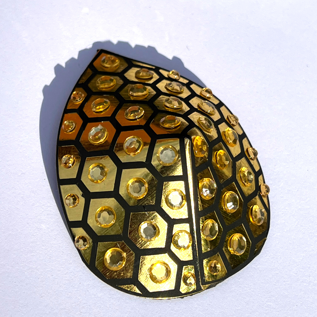 HONEYCOMB Gold Foil & Crystal Nipple Pasties, Covers for Festivals, Carnival Raves Burlesque Lingerie