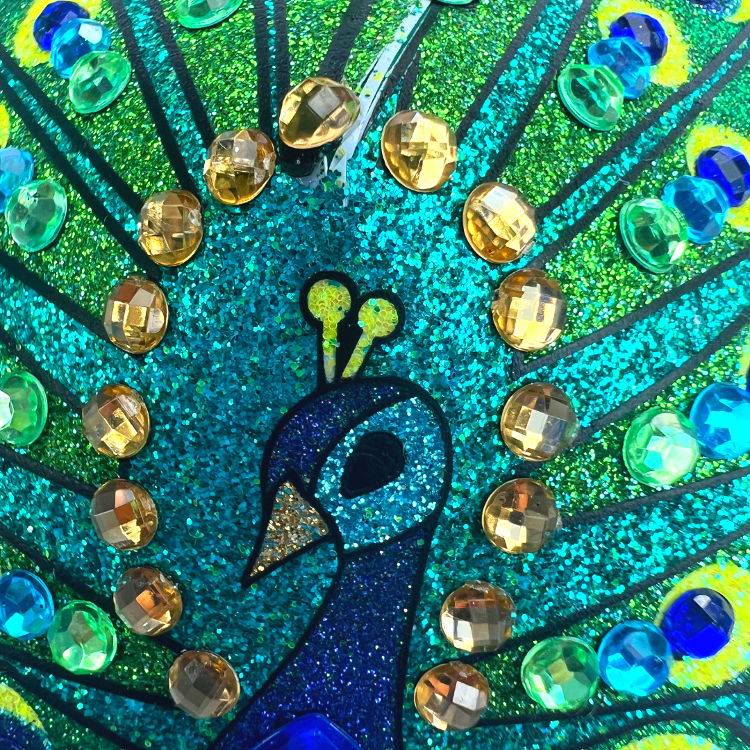 PROUD MARY Glitter and Gem Peacock Nipple Pasty, Cover for Lingerie Festivals Carnival Burlesque Rave