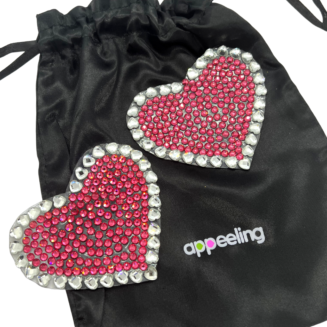 Atractivas empanadas para pezones de cristal rosa con forma de corazón 'Pink Sugar', portadas para raves de lencería burlesca