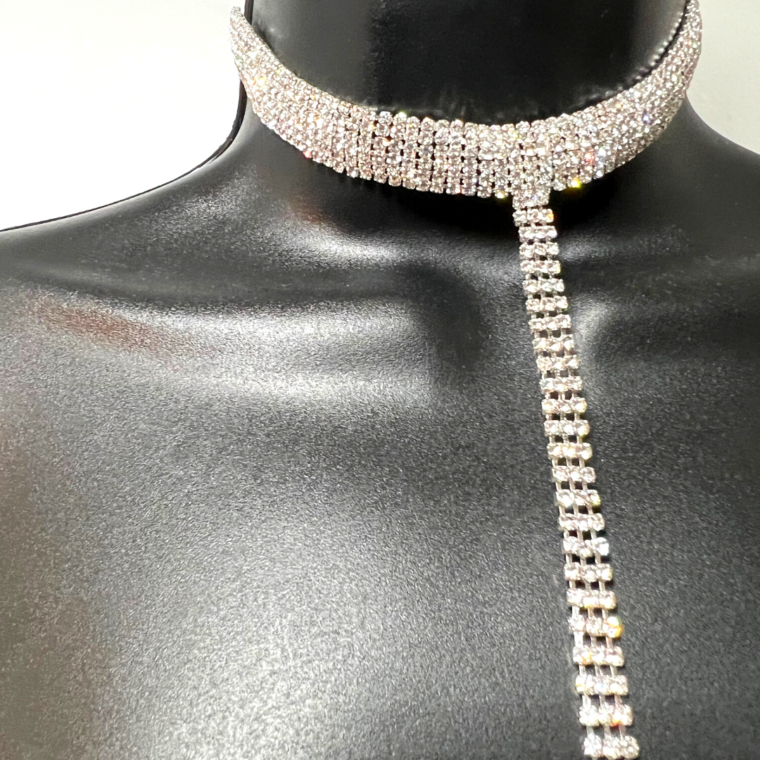 RIVER OF RHINESTONES Silver and Rhinestones Body Chains / Body Jewelry for Lingerie Rave Burlesque Festivals