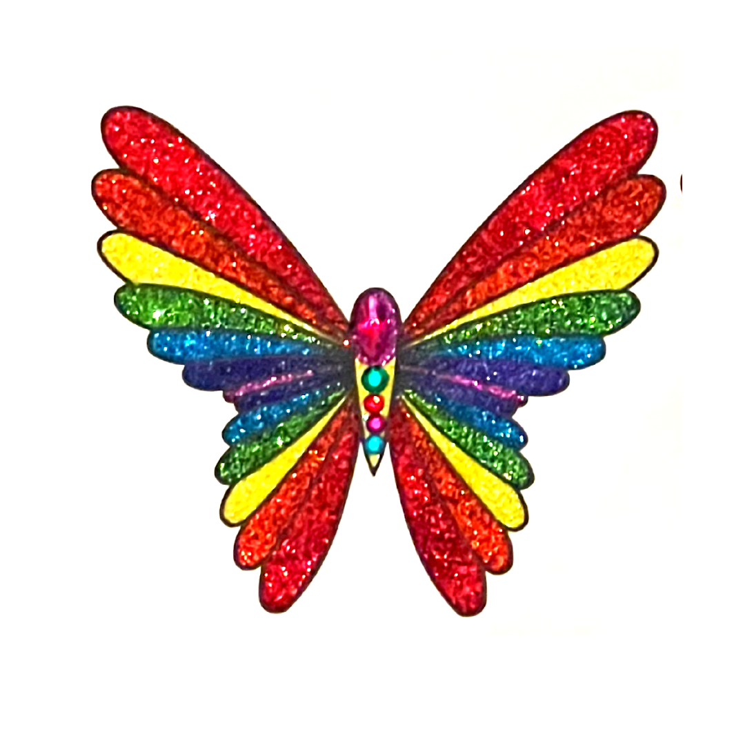 PRIDE BUTTERFLY- Rainbow Glitter y Gem Nipple Pasties, Cubiertas (2pcs) para Festivales Rave Burlesque Lingerie