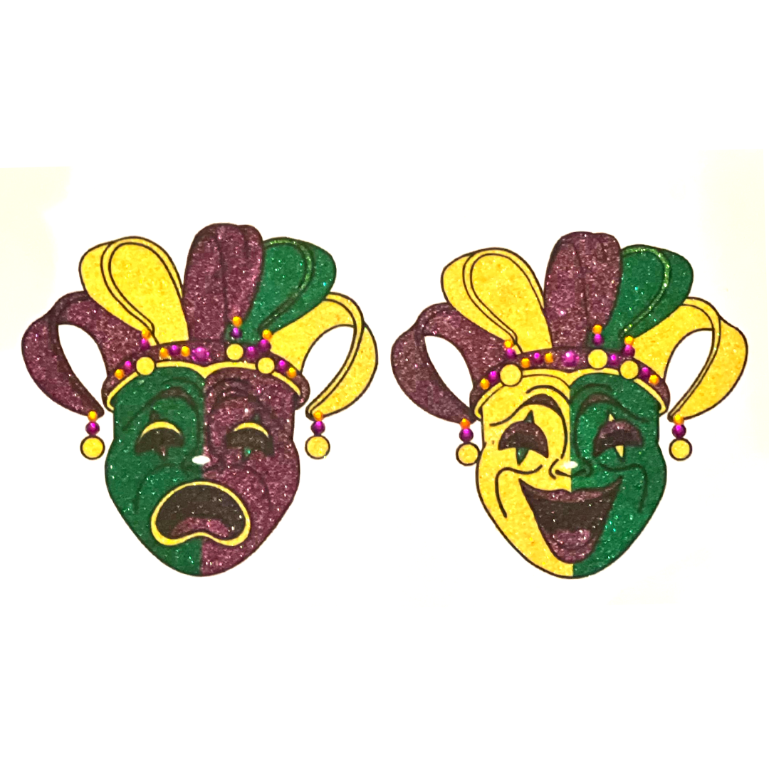 MARDI GRAS- Glitter and Gem Mask Nipple Pasties, Covers (2pcs) for Festivals Rave Burlesque Lingerie