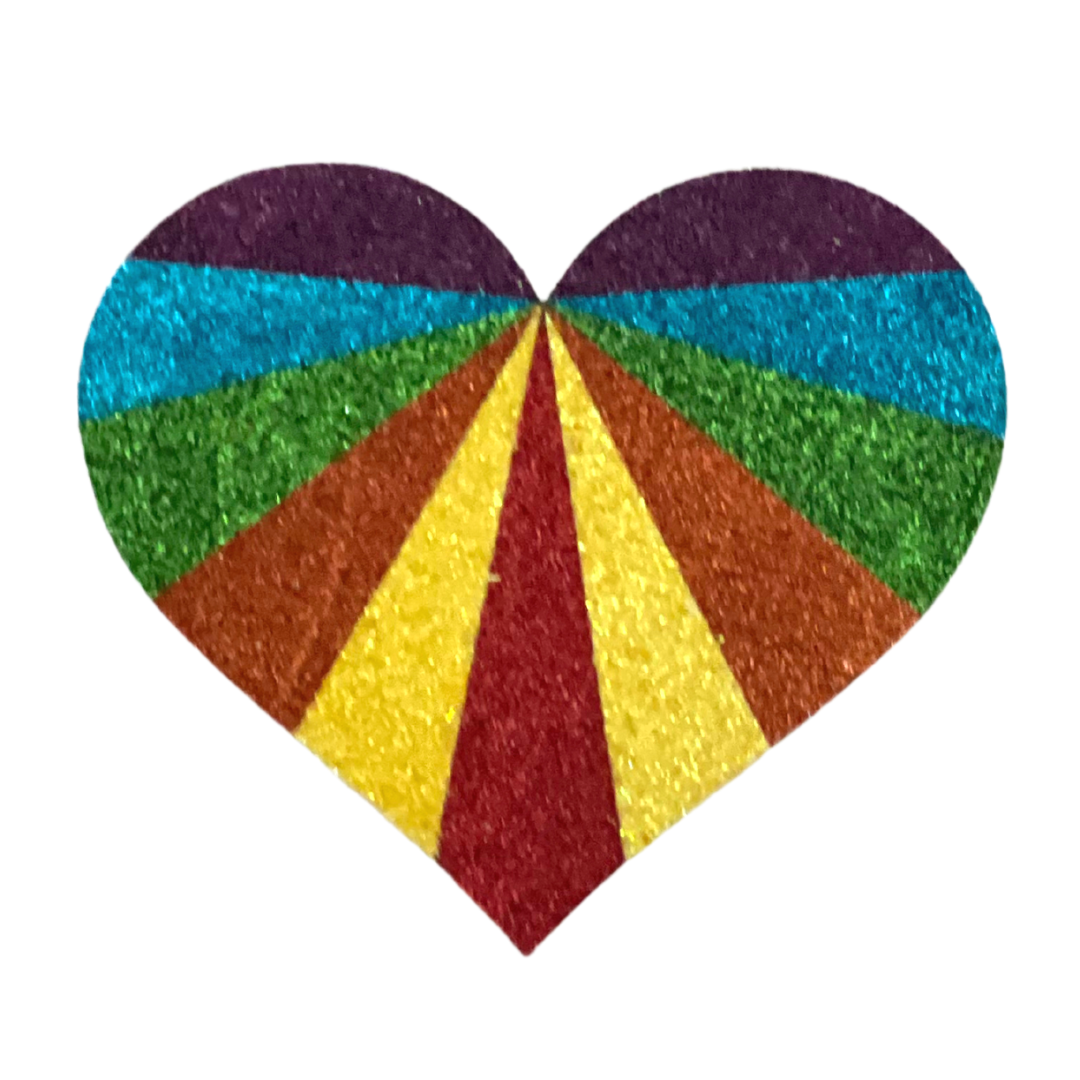 KARMA CHAMELEON Rainbow ou NEON Glitter Hearts Nipple Pasties, Covers (2pcs) pour Festivals Rave Burlesque Lingerie