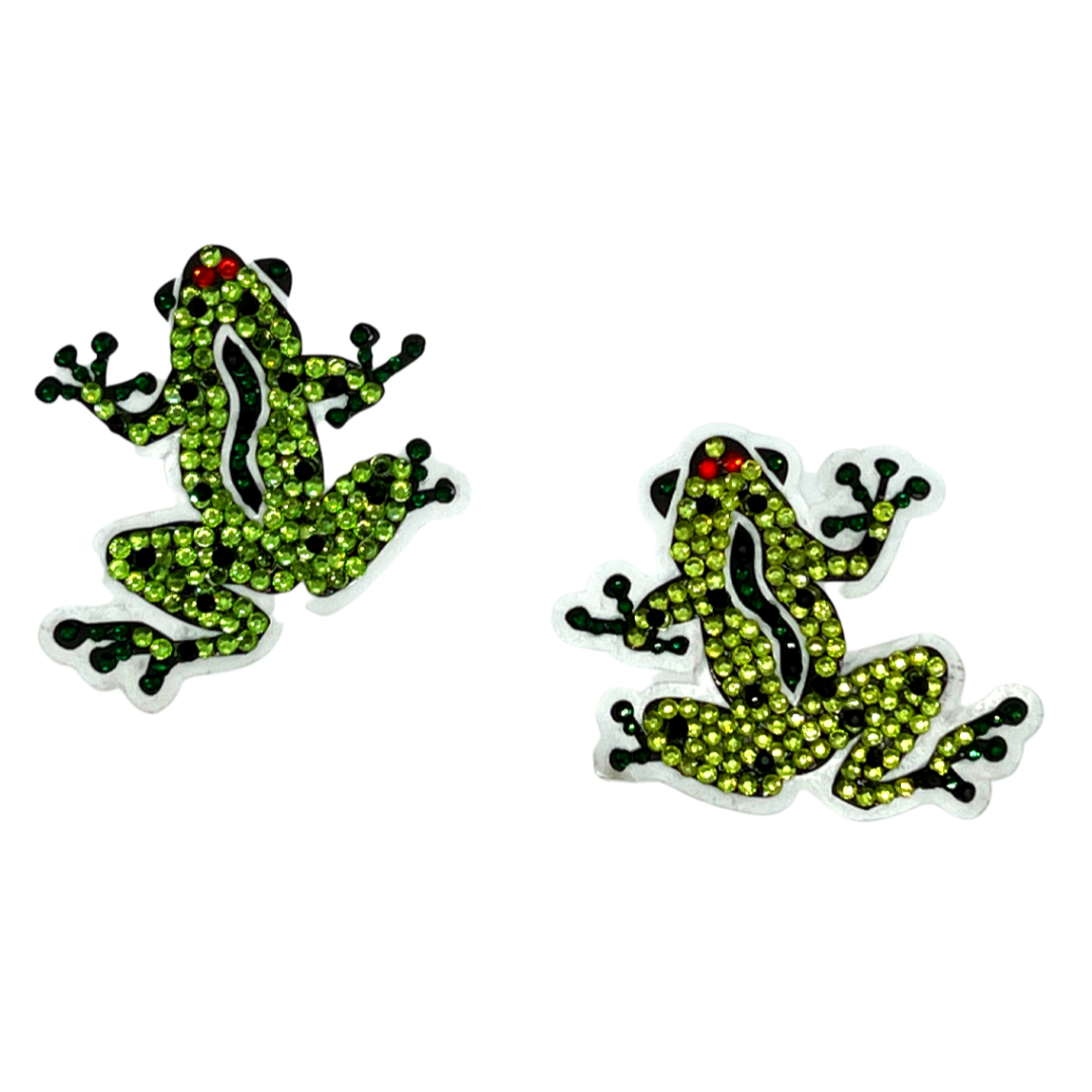 Jerimiah Frog Crystal Intricate Nipple Pasties, Covers for Burlesque Rave Lingerie