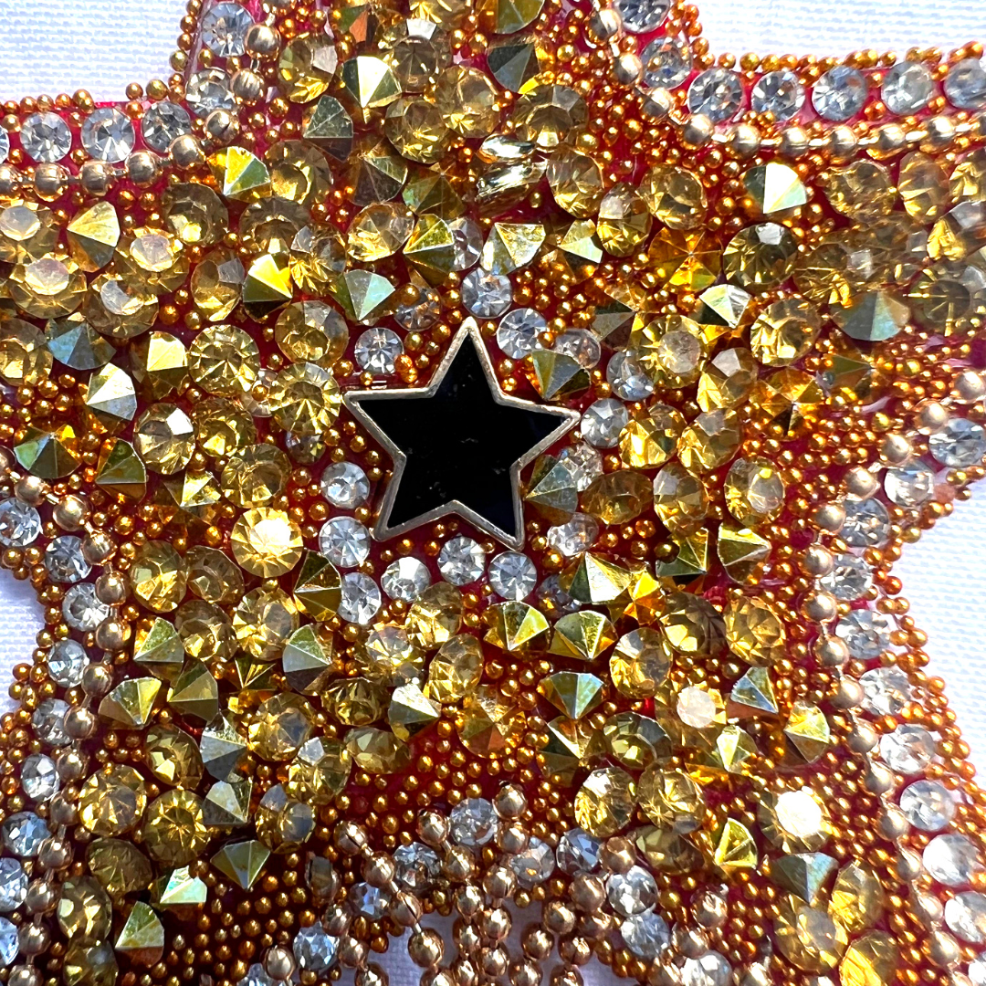 ZIGGY Gold Star Nipple Pasty, con borla de cuentas doradas, cubierta para pezones para festivales de lencería, Carnaval, Burlesque Rave