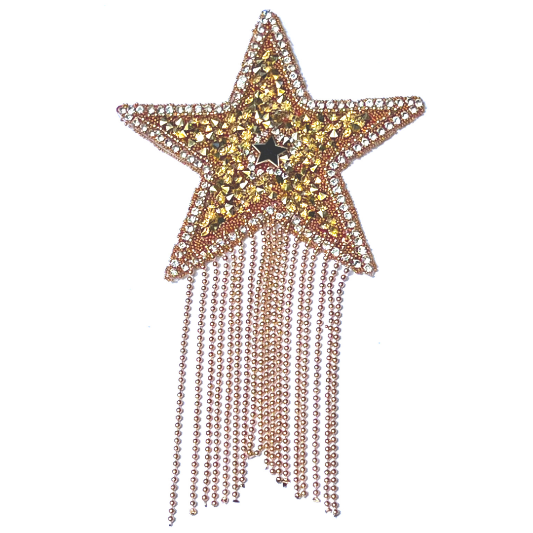 ZIGGY Gold Star Nipple Pasty, avec pompon perlé doré Nipple Cover pour les festivals de lingerie Carnival Burlesque Rave