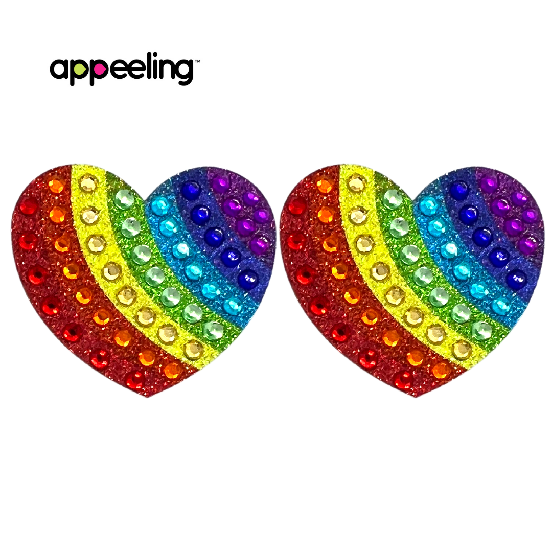 SPARKY - Glitter and Gem Heart Nipple Pasties, Couvertures pour festivals, Pride Rave Burlesque Lingerie pâteuse