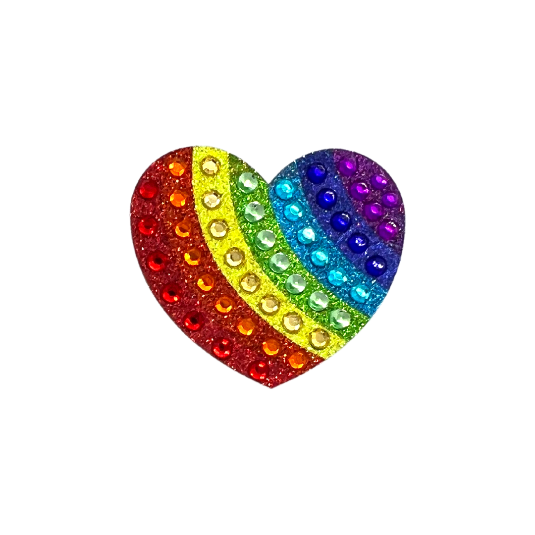 SPARKY - Glitter and Gem Heart Nipple Pasties, Covers for Festivals, Pride Rave Burlesque Lingerie pasty