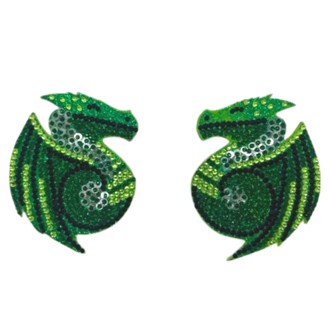 DROGON Dragon Sequin Nipple Pasties, Covers (2pcs) Vert ou Violet pour les festivals burlesques Halloween et Lingerie