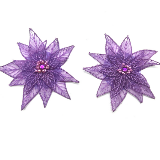 LOVELACE Flor de Encaje Púrpura con Cristales y Perlas Pastel de Pezón, Cubierta para Festivales de Lencería Carnaval Burlesque Rave