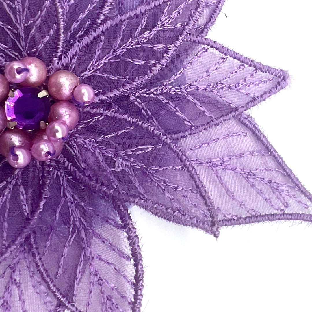 LOVELACE Purple Lace Flower with Crystals and Pearls Nipple Pasty, Cover for Lingerie Festivals Carnival Burlesque Rave