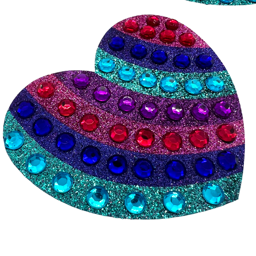 BILLIE - Glitter Heart Pride Nipple Pasties, Covers for Festivals, Raves Burlesque Lingerie