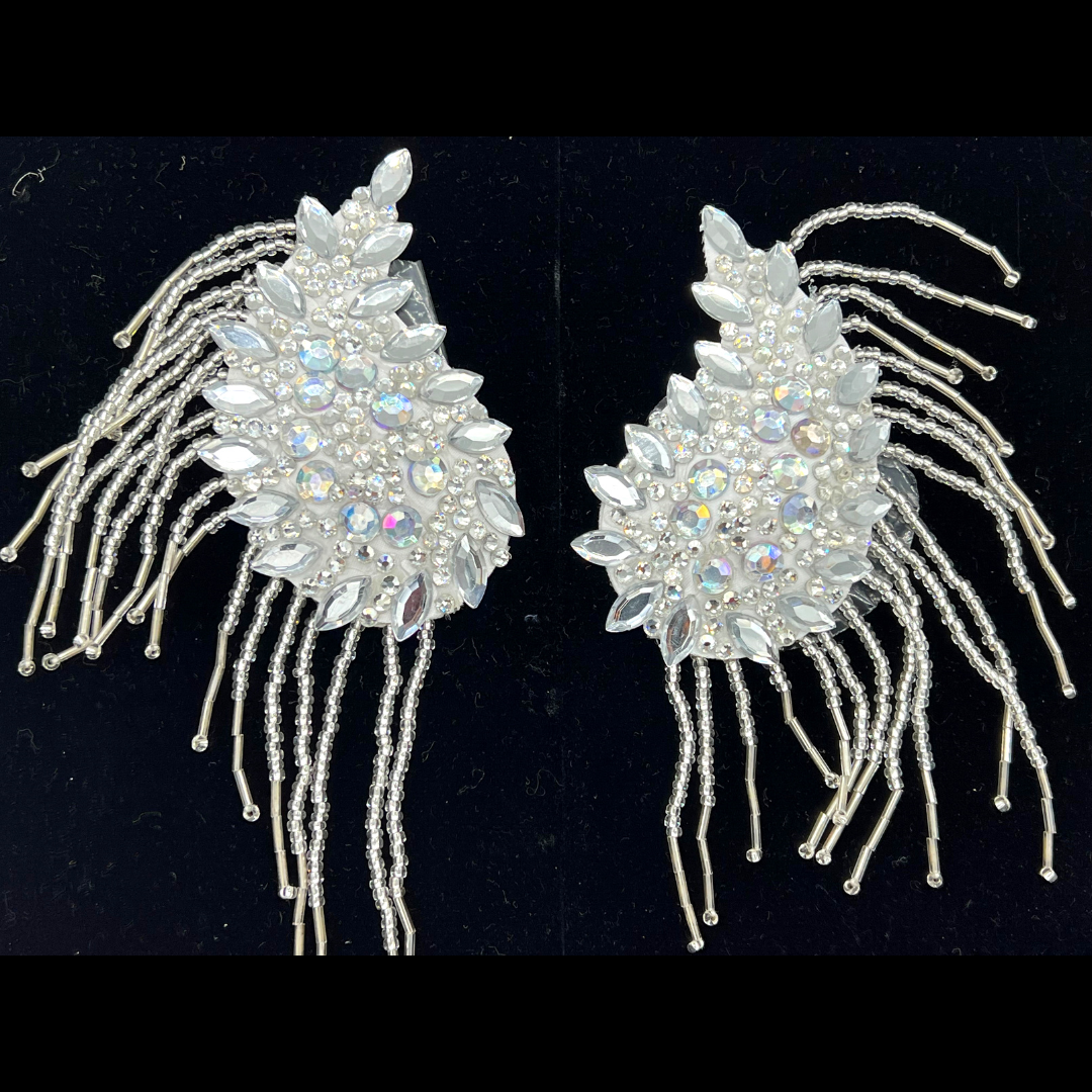 PRINCESA GUERRERA Teardrop Crystal Pasty, cubierta de pezón con borla con cuentas (2 piezas) para festivales de lencería Carnaval Burlesque Rave