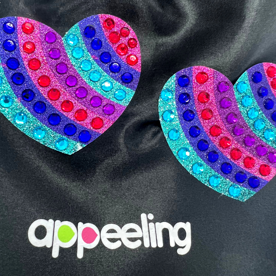 BILLIE - Glitter Heart Pride Nipple Pasties, Covers for Festivals, Raves Burlesque Lingerie