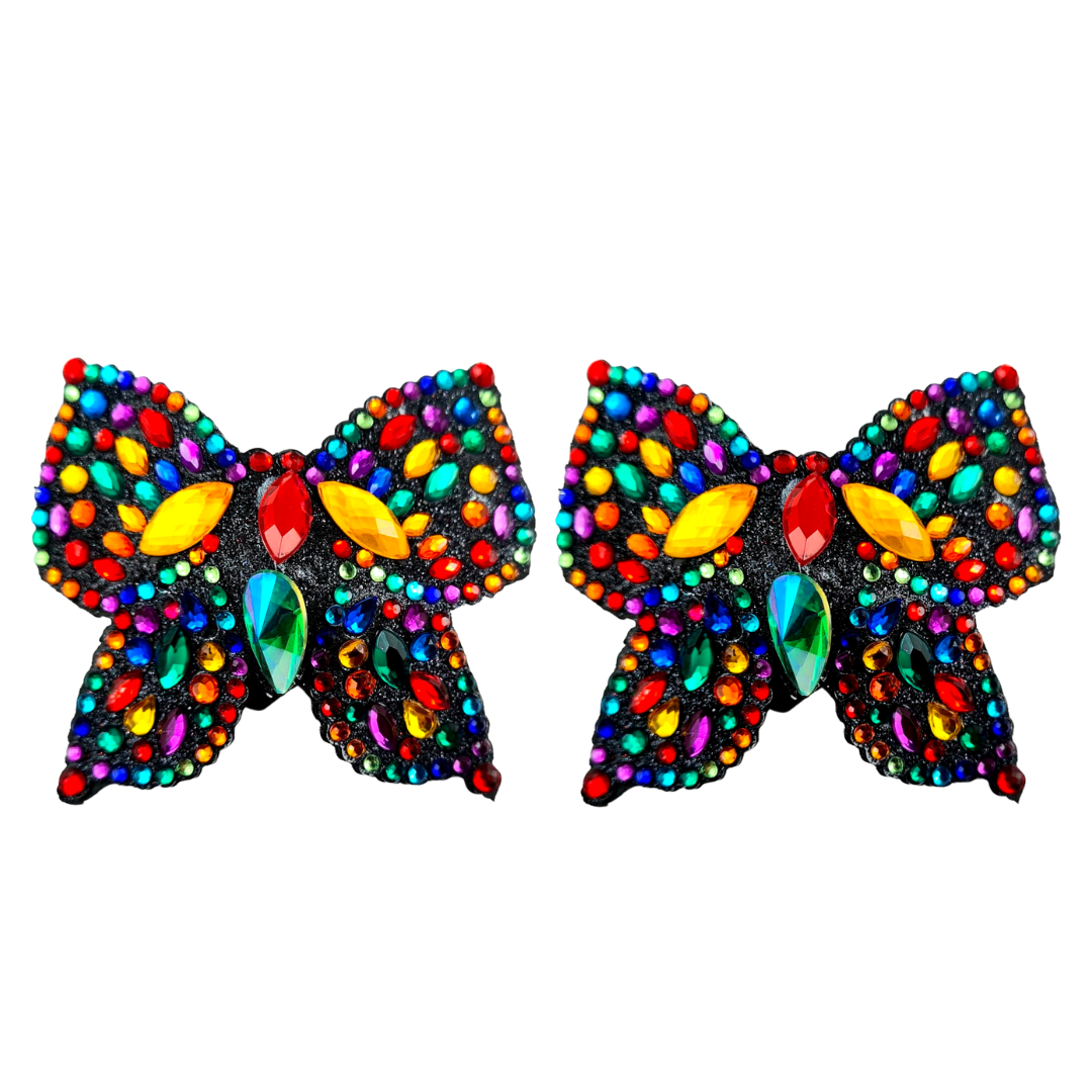 MADAME BUTTERFLY Glitter & Gem Butterfly Pasties Nipple Covers (2pcs) for Burlesque Lingerie Raves Festivals