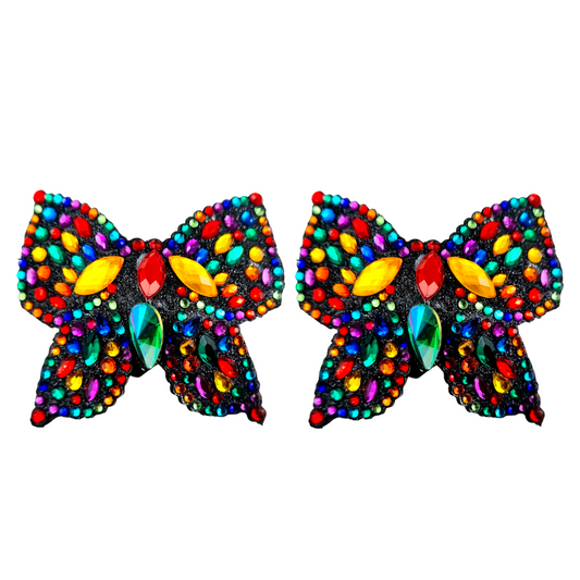 MADAME BUTTERFLY Glitter &amp; Gem Butterfly Pasties Cubiertas para pezones (2 piezas) para festivales Raves de lencería burlesca