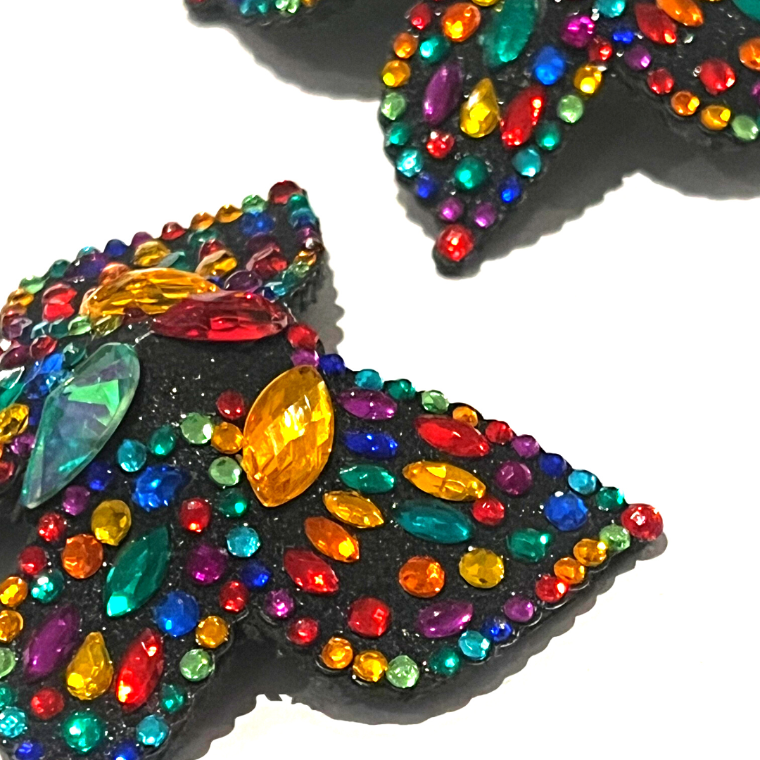 MADAME BUTTERFLY Glitter &amp; Gem Butterfly Pasties Cubiertas para pezones (2 piezas) para festivales Raves de lencería burlesca