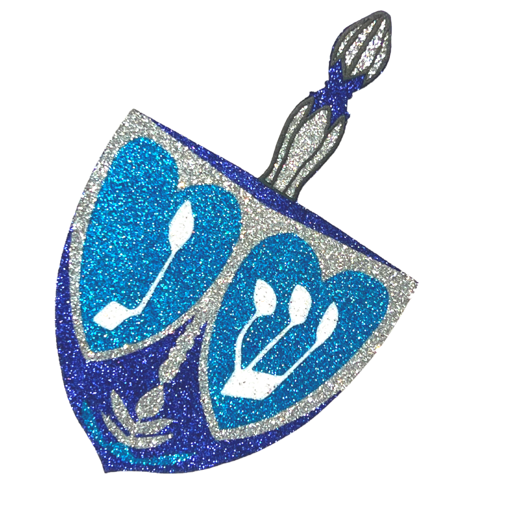 SPIN ME Blue and Silver Glitter Dreidel Intricate Nipple Pasties, Covers (2pcs)