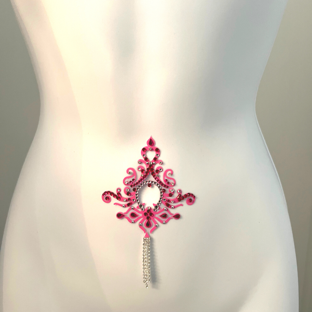 Jasmine PINK  Rhinestone  & Crystal Intricate Nipple Pasties, Covers  (2pcs) for Burlesque Raves Lingerie and Festivals
