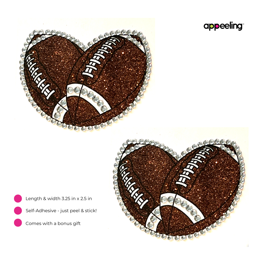 HALFTIME SHOW Football Glitter &amp; Gem Nipple Pasty, Couvre-tétons (2pcs) pour les festivals de lingerie Carnaval Burlesque Rave