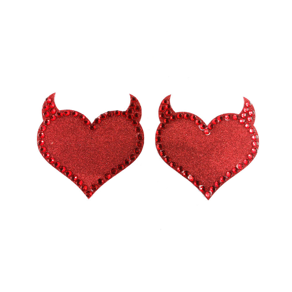 Jezebelle Red heart & Horns  Nipple Pasties (2 ps), Covers for lingerie, burlesque raves & festivals