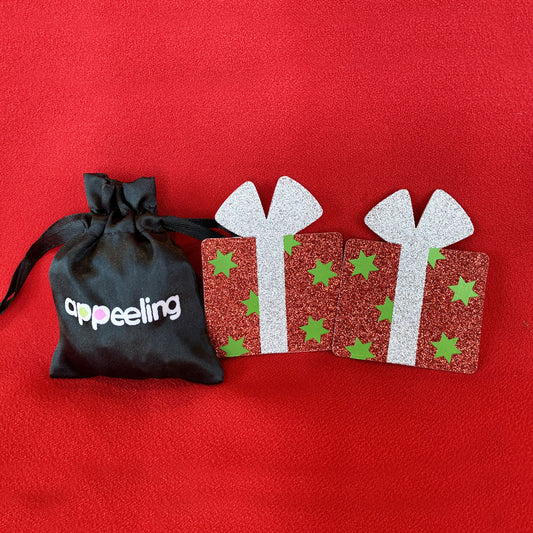 Pasteles de regalo navideños con purpurina Presence, cubrepezones