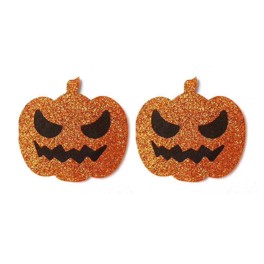 Couvre-tétons à paillettes citrouille Spice Pumpkin pour Halloween, Raves, Festivals, Fêtes, Burlesque