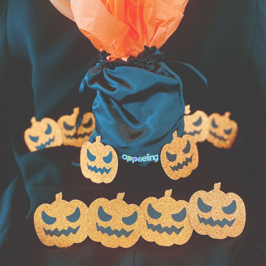 Bag of Tricks Pumpkin Halloween Glitter Pastie, Nipple covers for Burlesque Rave Lingerie Festivals