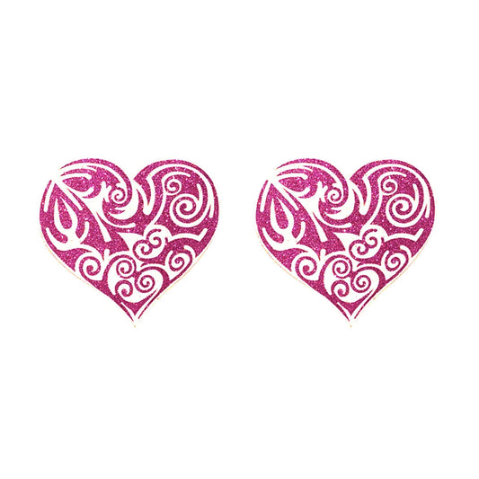 Vivienne Intricate Pink Heart Nipple Pasties, Covers (2 pcs)